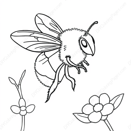 bee collecting nectar - bee, collecting, nectar coloring page