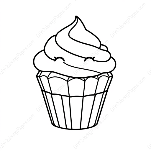 adorable cupcake - cupcake, adorable coloring page