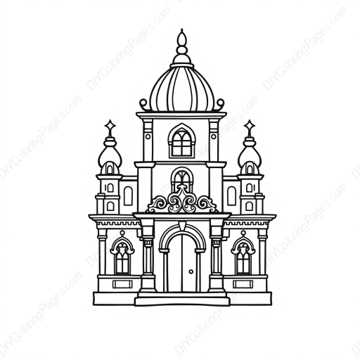 Free Printable ornate architecture - ornate, architecture Coloring Page for Kids and Adults - High Quality PDF & PNG Download