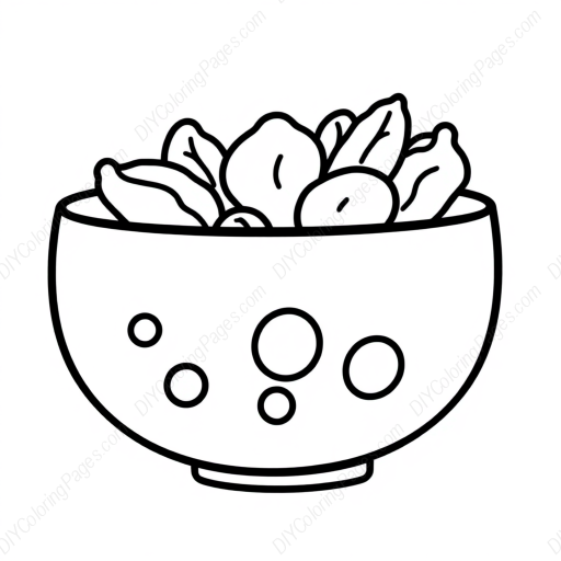 Free Printable salad bowl Coloring Page for Kids and Adults - High Quality PDF & PNG Download