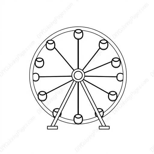 Free Printable ferris wheel Coloring Page for Kids and Adults - High Quality PDF & PNG Download