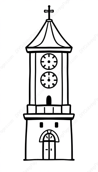 Free Printable clock tower - clock tower Coloring Page for Kids and Adults - High Quality PDF & PNG Download