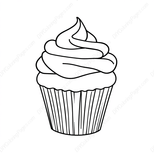Free Printable cupcake with frosting - cupcake, frosting Coloring Page for Kids and Adults - High Quality PDF & PNG Download