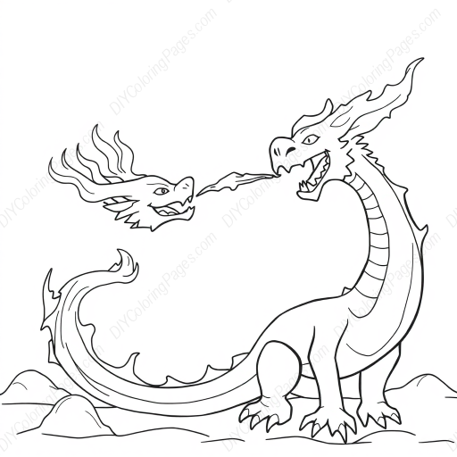 Free Printable dragon breathing fire - dragon, fire, breathing Coloring Page for Kids and Adults - High Quality PDF & PNG Download