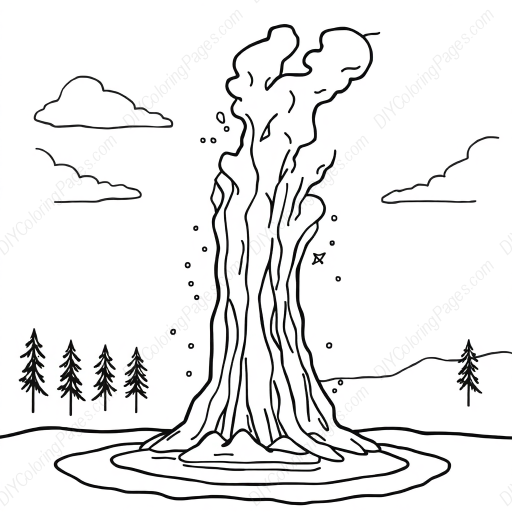 Free Printable geyser erupting - geyser, erupting Coloring Page for Kids and Adults - High Quality PDF & PNG Download
