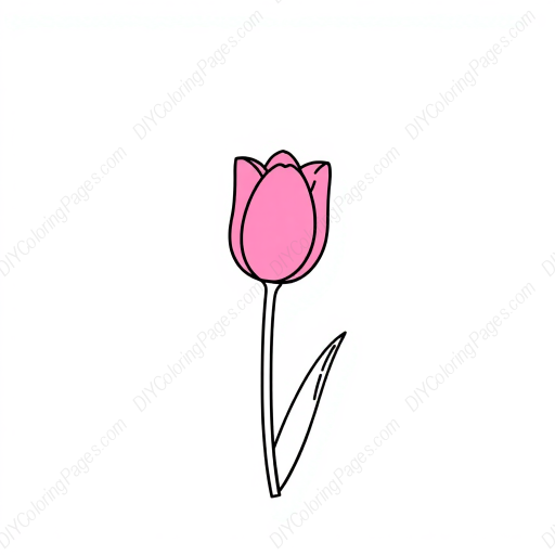 Free Printable pink tulip - tulip, pink Coloring Page for Kids and Adults - High Quality PDF & PNG Download