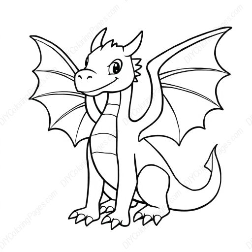 Free Printable dragon with wings - dragon, wings Coloring Page for Kids and Adults - High Quality PDF & PNG Download