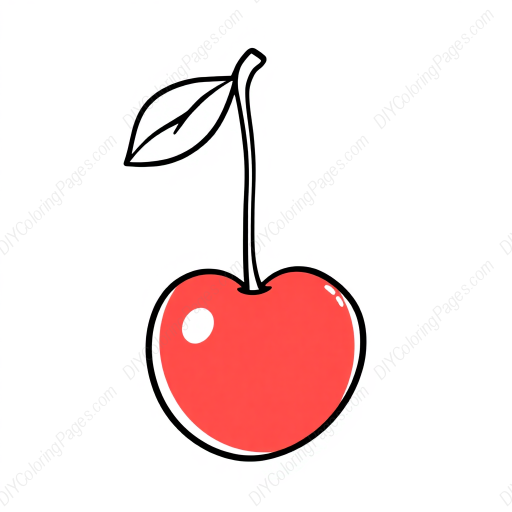 Free Printable cherry - tree, leaves, cherry, fruit Coloring Page for Kids and Adults - High Quality PDF & PNG Download