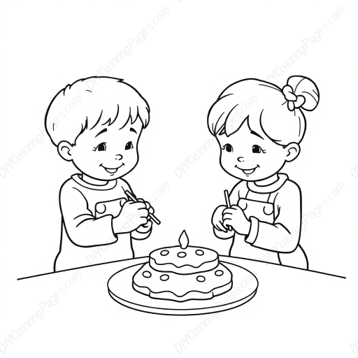kids decorating cookies - kids, decorating, cookies coloring page