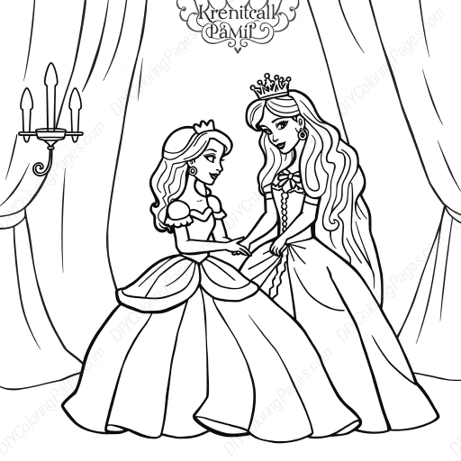 princess at royal ball - princess, royal ball coloring page