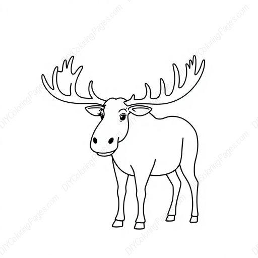 moose with antlers - moose, antlers coloring page