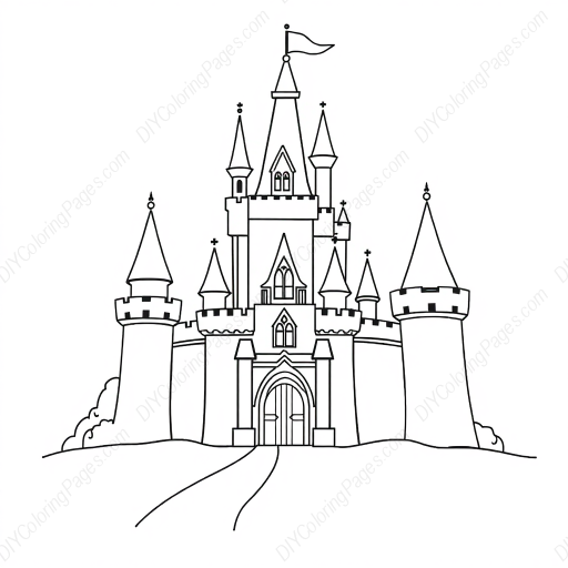 princess castle - princess, castle coloring page