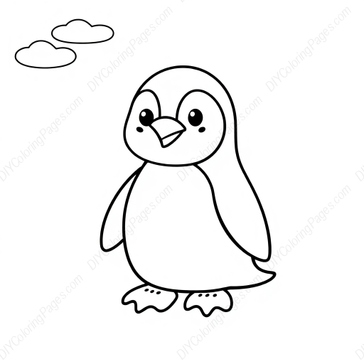cute penguin - cute, penguin coloring page