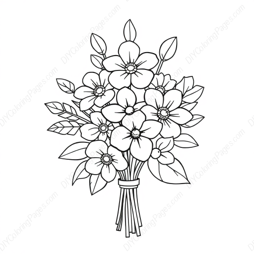 flower bouquet - flower, bouquet coloring page