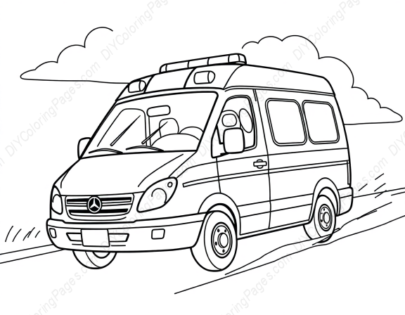Free Printable ambulance rushing - ambulance, rushing Coloring Page for Kids and Adults - High Quality PDF & PNG Download