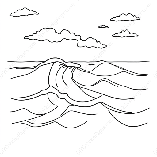 stormy ocean - ocean, stormy coloring page