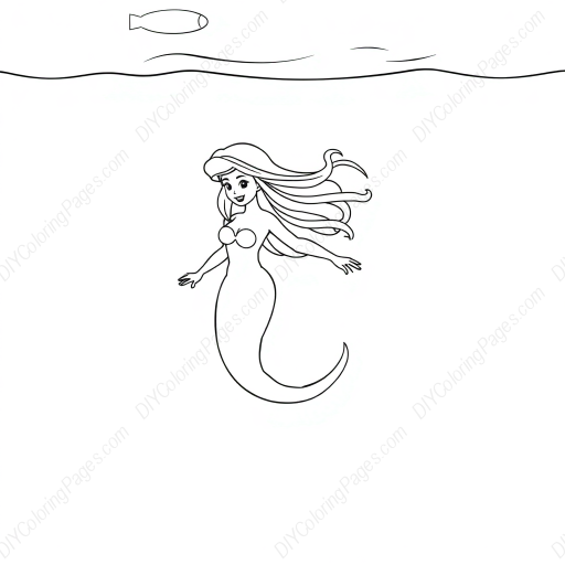 Free Printable mermaid swimming - mermaid, swimming Coloring Page for Kids and Adults - High Quality PDF & PNG Download