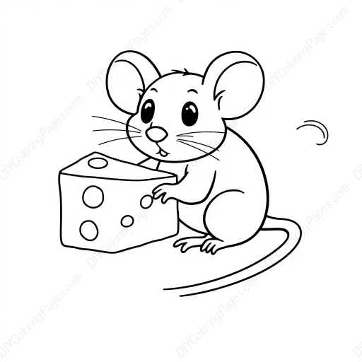 mouse with cheese - mouse, cheese coloring page