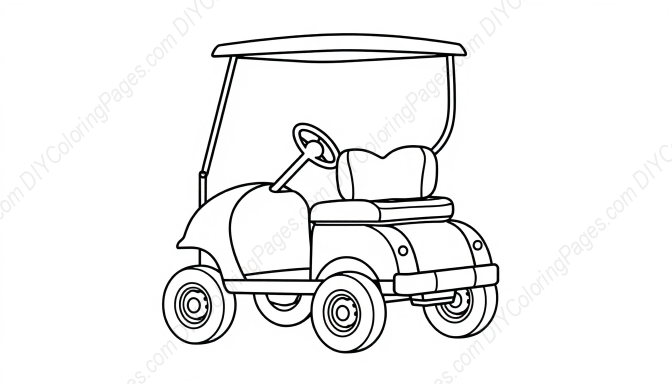 Free Printable golf cart - golf cart Coloring Page for Kids and Adults - High Quality PDF & PNG Download