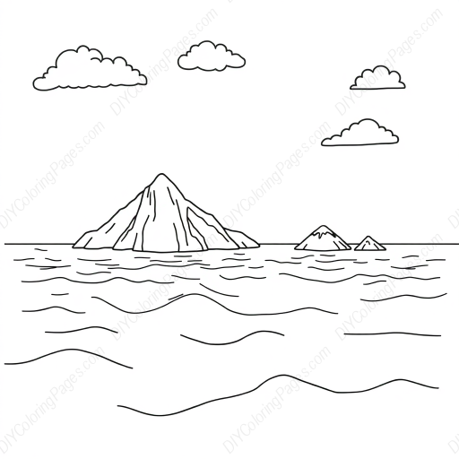 ocean with islands - ocean, islands coloring page