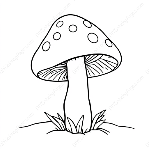 simple mushroom - mushroom coloring page