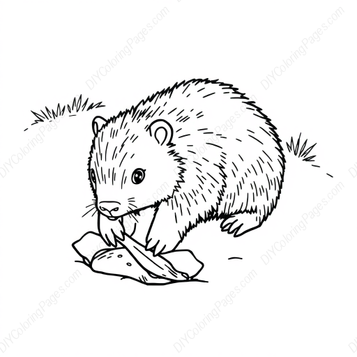 wombat digging - digging, wombat coloring page