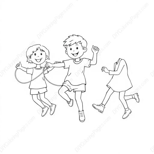 kids jumping rope - kids, jumping rope coloring page