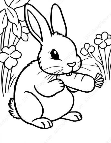 bunny eating carrot - bunny, eating, carrot coloring page