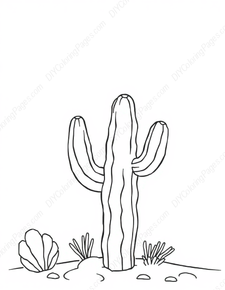 Free Printable saguaro cactus - saguaro cactus Coloring Page for Kids and Adults - High Quality PDF & PNG Download