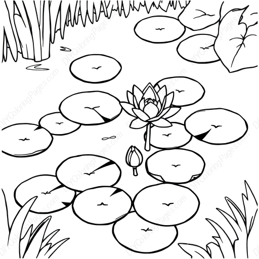pond with lily pads - pond, lily pads coloring page