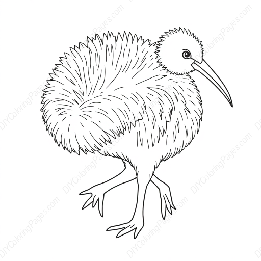 kiwi bird walking - kiwi bird, walking coloring page