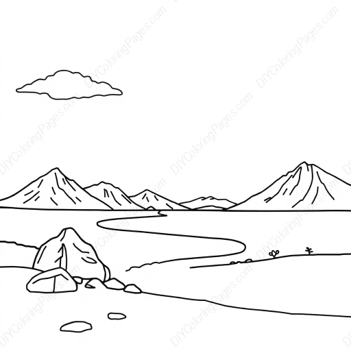 arctic landscape - landscape, arctic coloring page