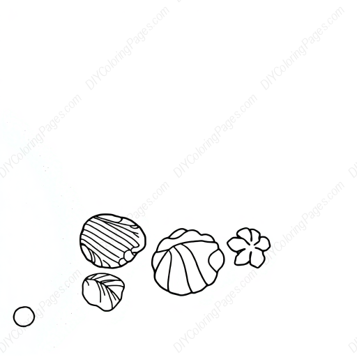 Free Printable beach with shells - beach, shells Coloring Page for Kids and Adults - High Quality PDF & PNG Download