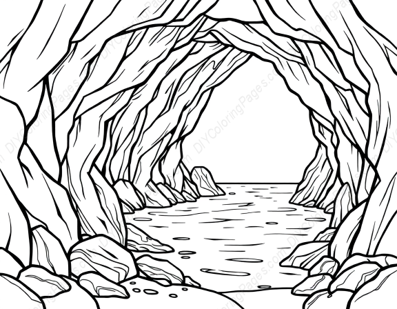 sea cave - sea cave coloring page