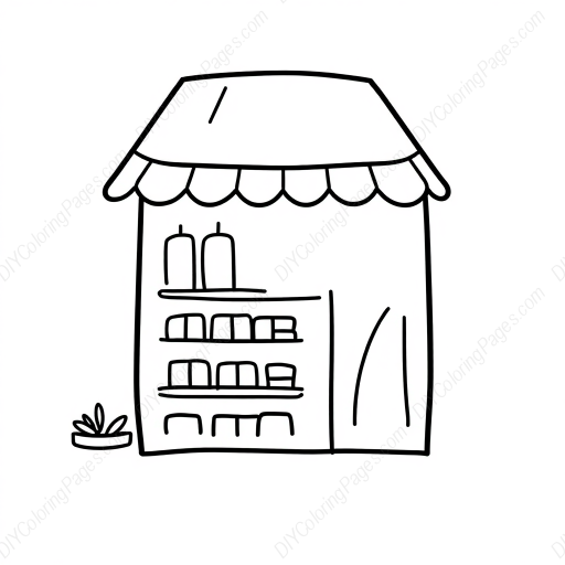 Free Printable shop - shop Coloring Page for Kids and Adults - High Quality PDF & PNG Download