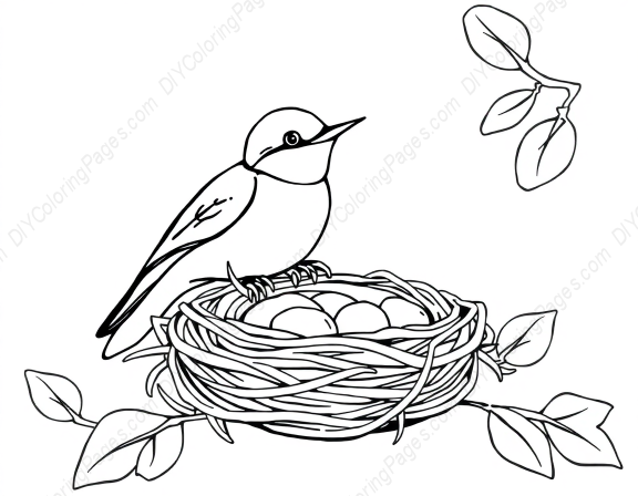 swallow building nest - building, swallow, nest coloring page