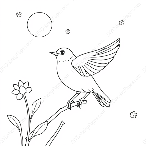 lark singing high - singing, high, lark coloring page