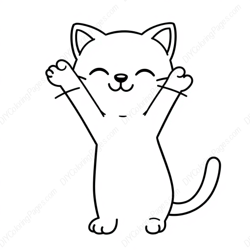 Free Printable cat stretching - cat, stretching Coloring Page for Kids and Adults - High Quality PDF & PNG Download