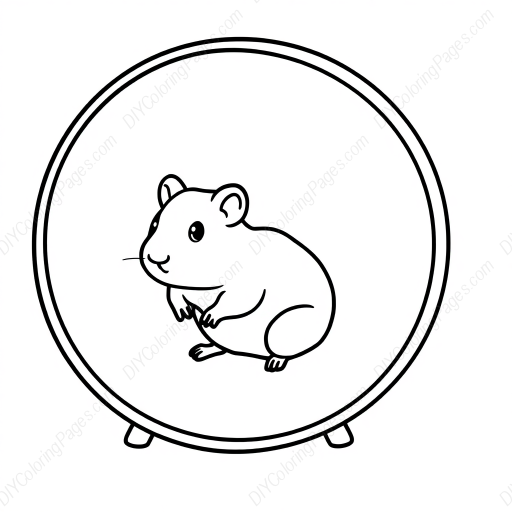 hamster in wheel - hamster, wheel coloring page