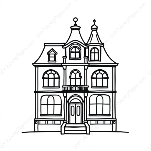 Free Printable victorian architecture - victorian architecture Coloring Page for Kids and Adults - High Quality PDF & PNG Download