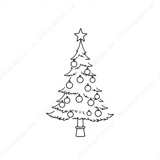 Free Printable christmas tree with ornaments - christmas tree, ornaments Coloring Page for Kids and Adults - High Quality PDF & PNG Download