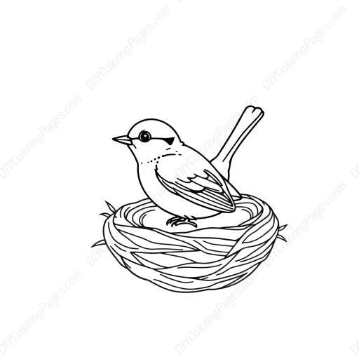 bluebird in nest - nest, bluebird coloring page