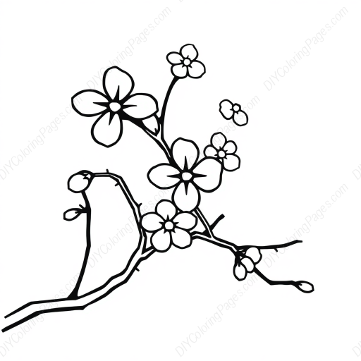 Free Printable cherry blossoms - cherry blossoms Coloring Page for Kids and Adults - High Quality PDF & PNG Download