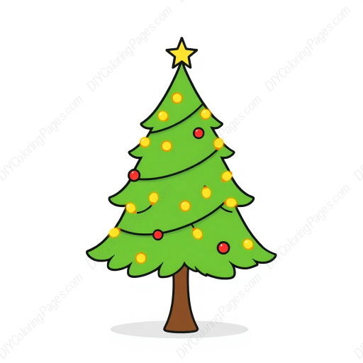 Free Printable christmas tree with lights - christmas tree, lights Coloring Page for Kids and Adults - High Quality PDF & PNG Download