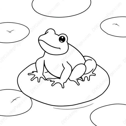 frog on lily pad - frog, lily pad coloring page