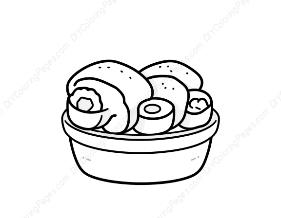 Free Printable sushi platter - sushi, platter Coloring Page for Kids and Adults - High Quality PDF & PNG Download