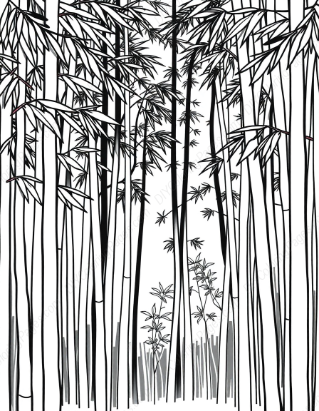 Free Printable bamboo forest - forest, bamboo Coloring Page for Kids and Adults - High Quality PDF & PNG Download