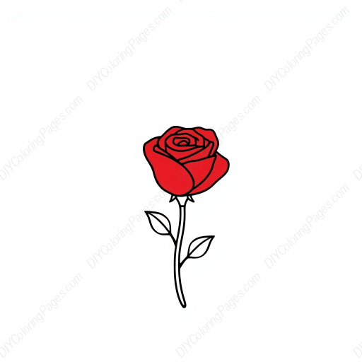 Free Printable red rose - rose, red Coloring Page for Kids and Adults - High Quality PDF & PNG Download