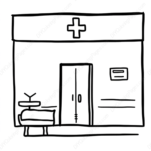 Free Printable hospital - ambulance, hospital, doctor, nurse, patient Coloring Page for Kids and Adults - High Quality PDF & PNG Download