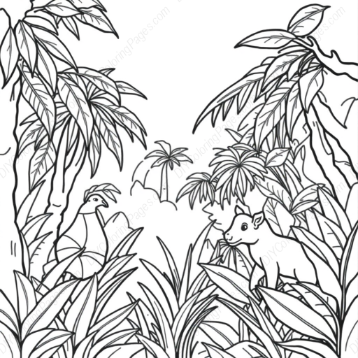jungle - jungle coloring page